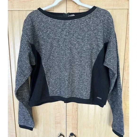 Sweaty Betty Womens Cropped Sweatshirt Size Small Gray And Black - Picture 1 of 5